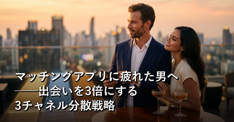 マッチングアプリに疲れた男へ──出会いを3倍にする3チャネル分散戦略