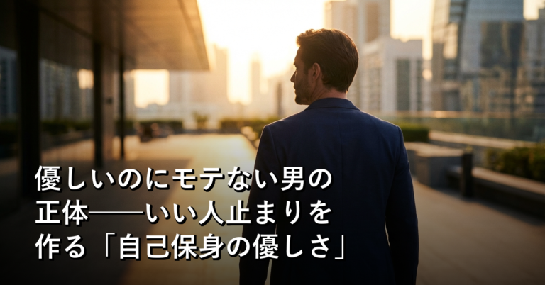 優しいのにモテない男の正体──いい人止まりを作る「自己保身の優しさ」